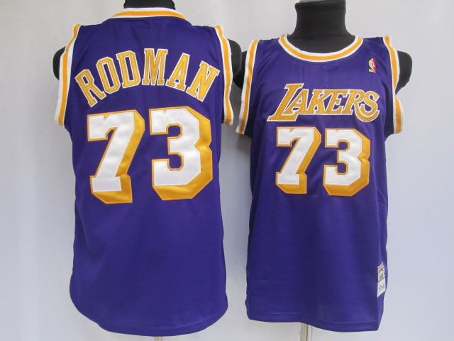NBA Los Angeles Lakers 73 Dennis Rodman Authentic Purple Throwback Jersey